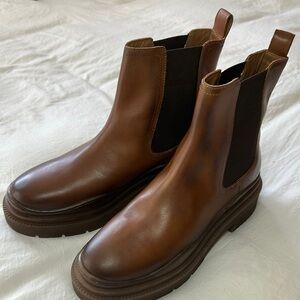 Free People Brown Leather Combat Boots